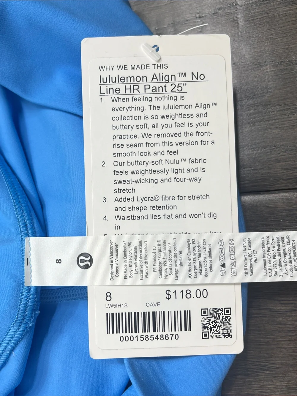 NEW Lululemon Align No Line High-Rise Pant 25